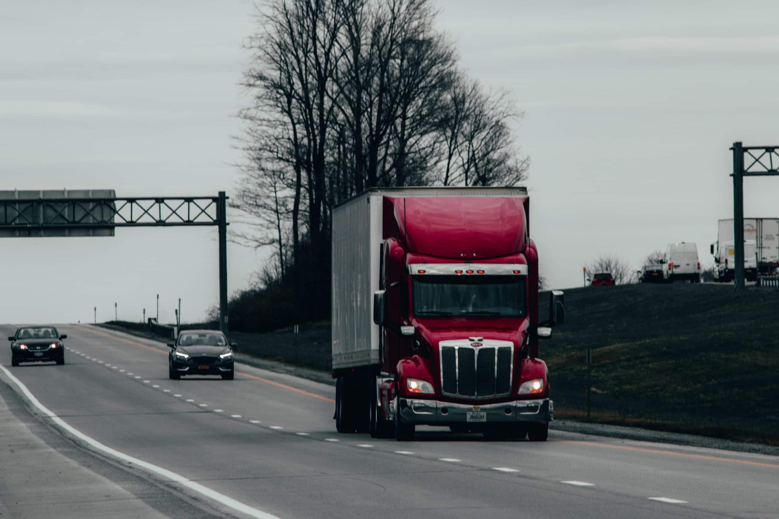 truck driving on highway