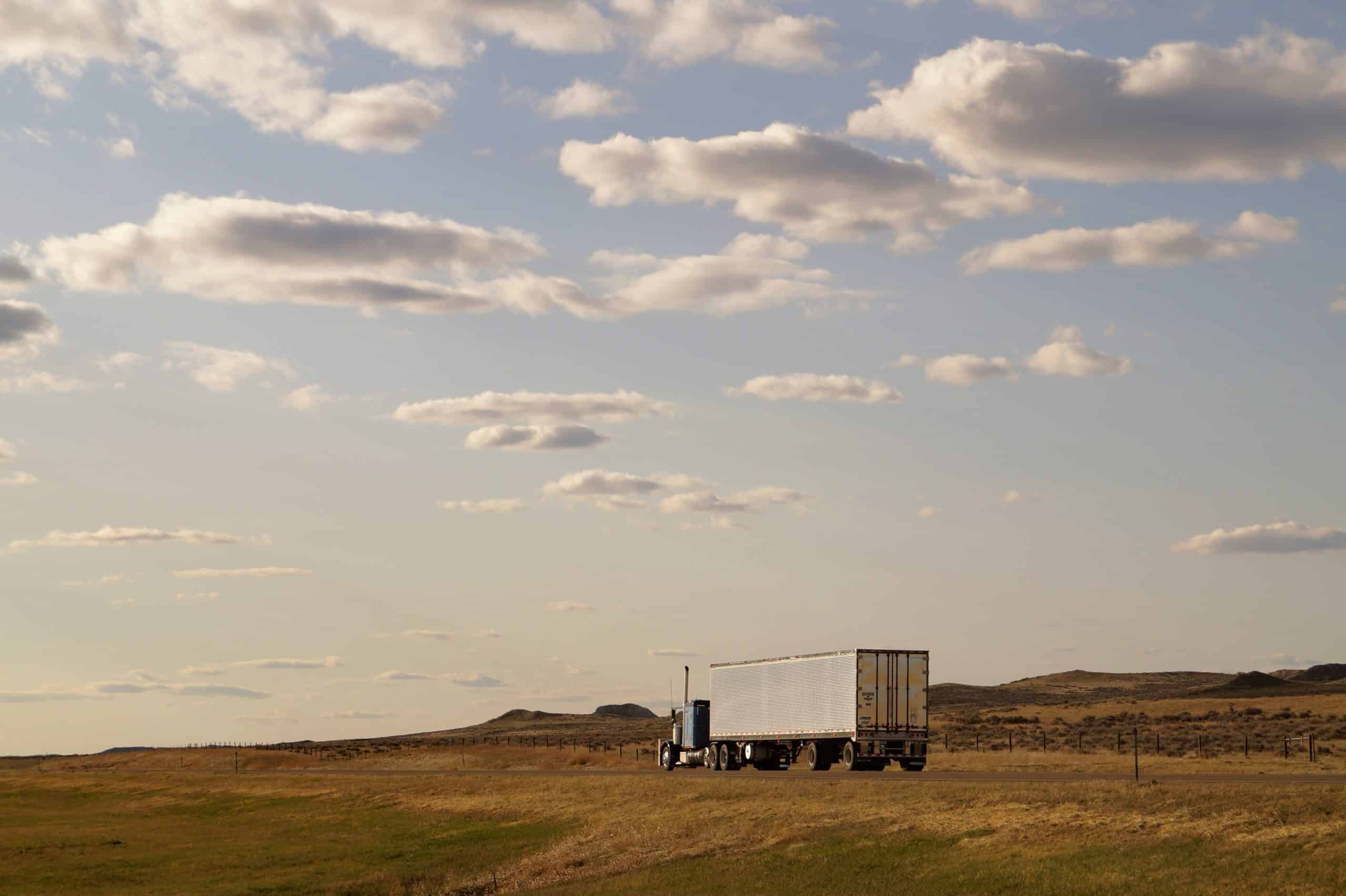 truck driving in the countryside